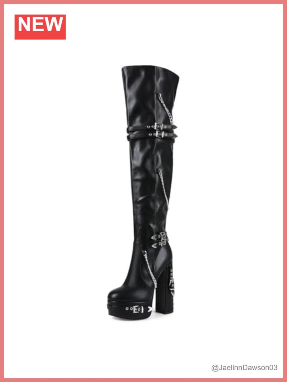 Women's Over the Knee Boots Chunky Heel Faux Leather Platform Zip